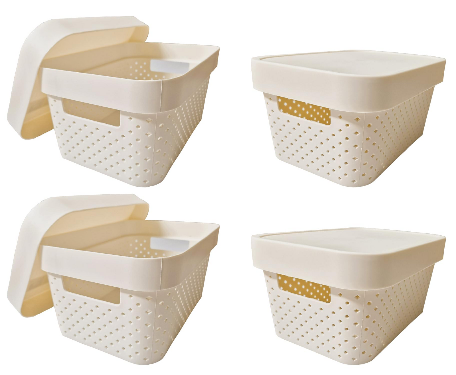 24x 5L Premium Plastic Storage Basket Container Box w/ Lid Dot Pattern (26.5*18*12.5cm)