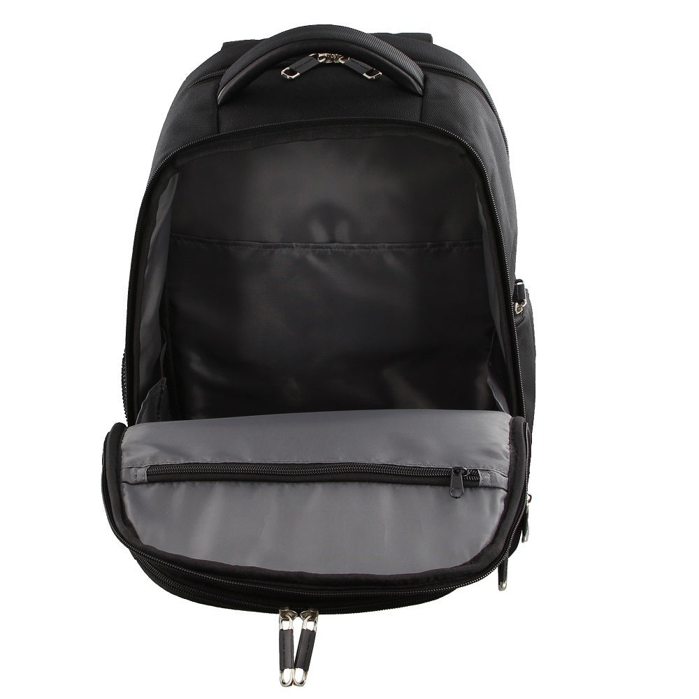 Pierre Cardin 30L Large Backpack Bag w 15" Laptop Sleeve Travel Luggage RFID - Black 6
