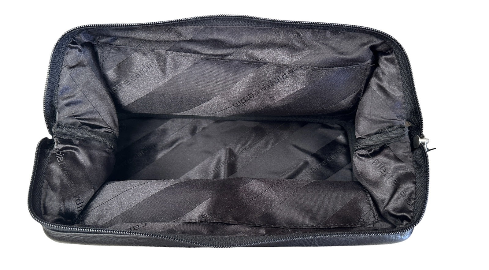Pierre Cardin Mens Rustic Leather Toiletry Case Bag Travel - Black 3