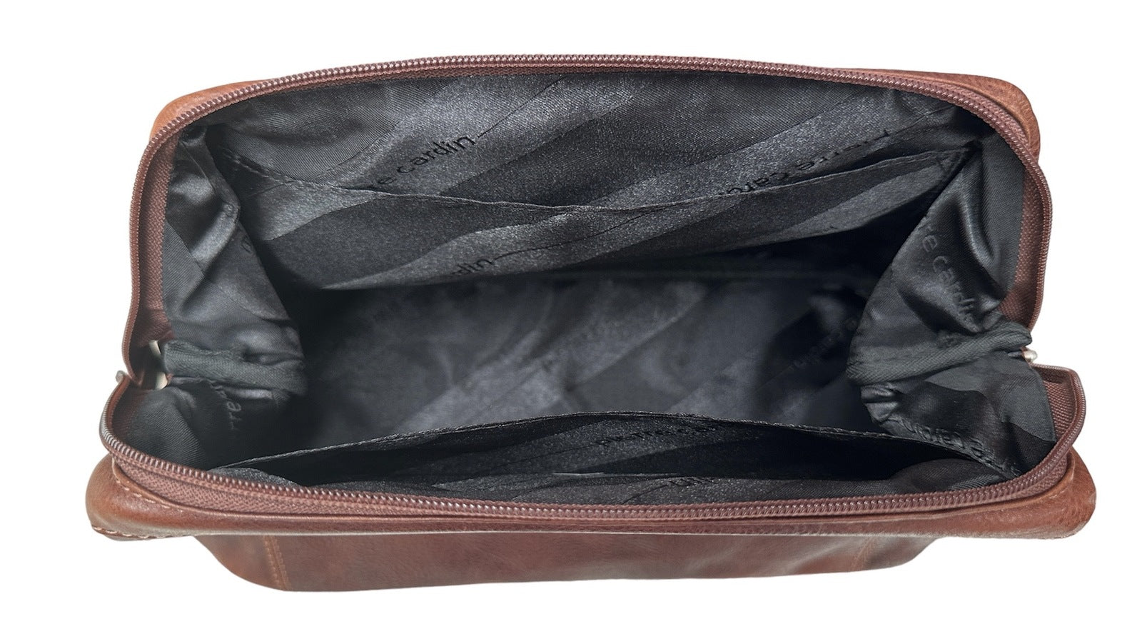 Pierre Cardin Mens Rustic Leather Toiletry Case Bag Travel - Cognac 3