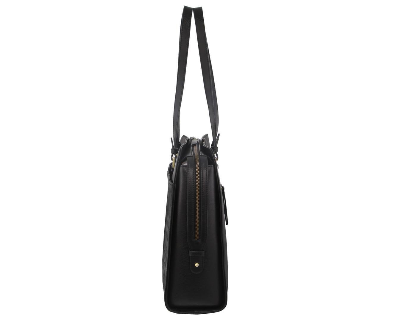 Pierre Cardin Unisex Croc-Embossed Leather Business 15" Laptop Computer Bag - Black 3