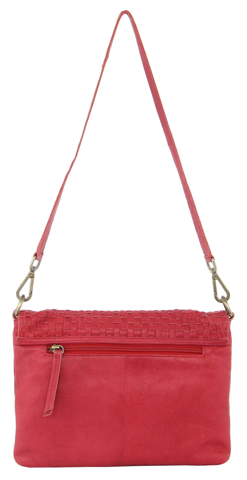 Pierre Cardin Womens Woven Leather Flap Cross-Body Bag/Clutch - Red 4