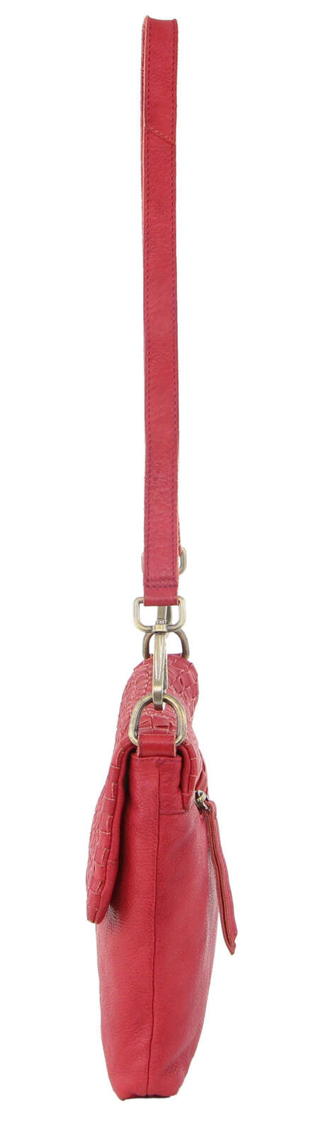 Pierre Cardin Womens Woven Leather Flap Cross-Body Bag/Clutch - Red 5
