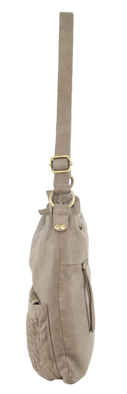 Pierre Cardin Woven Leather Ladies Cross-Body Bag Handbag - Taupe 4
