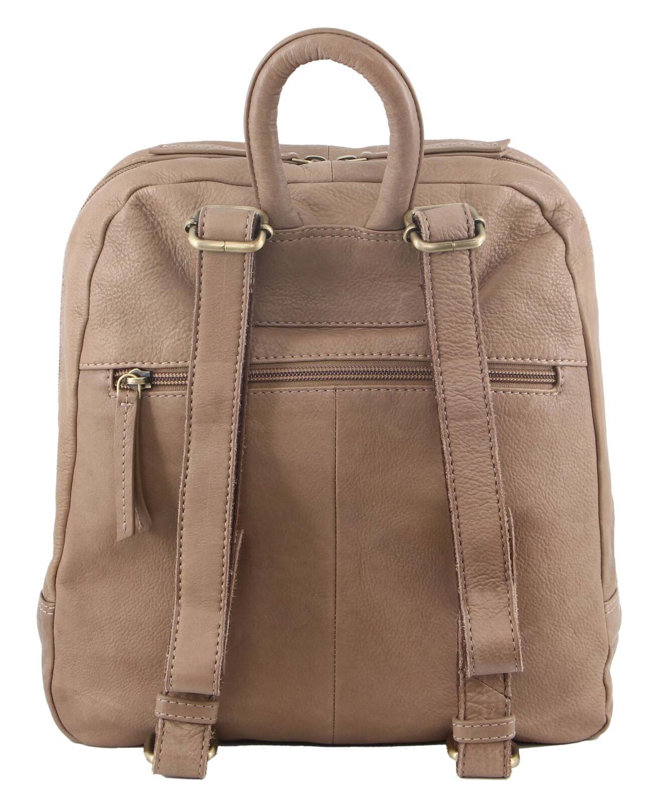 Pierre Cardin Womens Woven Leather Backpack Bag - Taupe 3