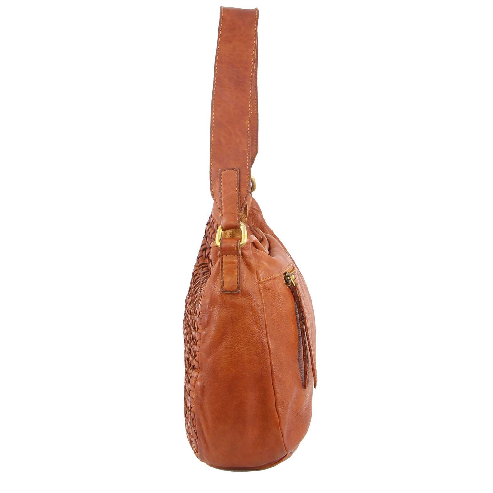 Pierre Cardin Woven Leather Ladies Crossbody Messenger Bag Travel - Cognac 5