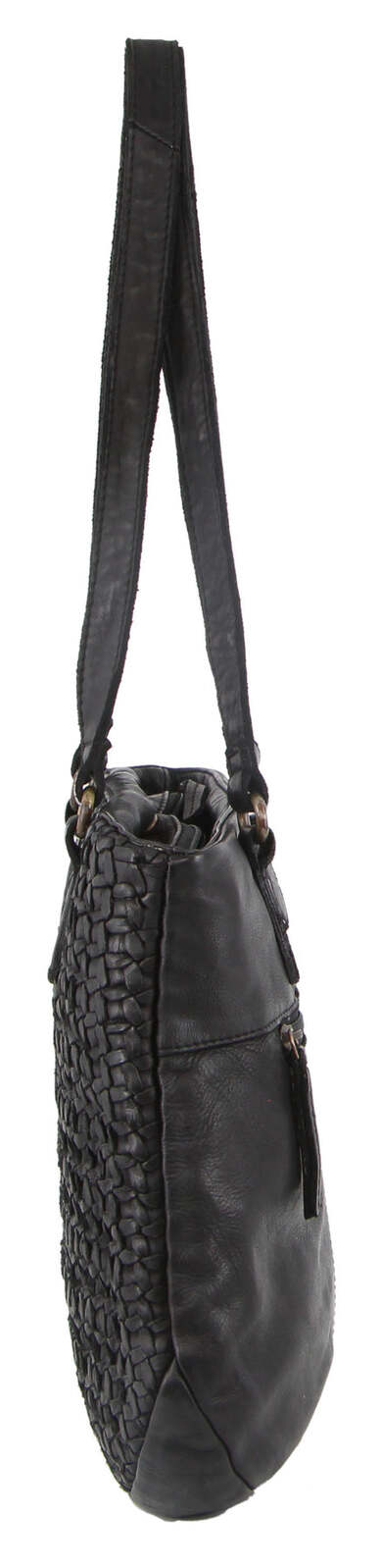 Pierre Cardin Woven Leather Ladies Shoulder Bag - Black 4