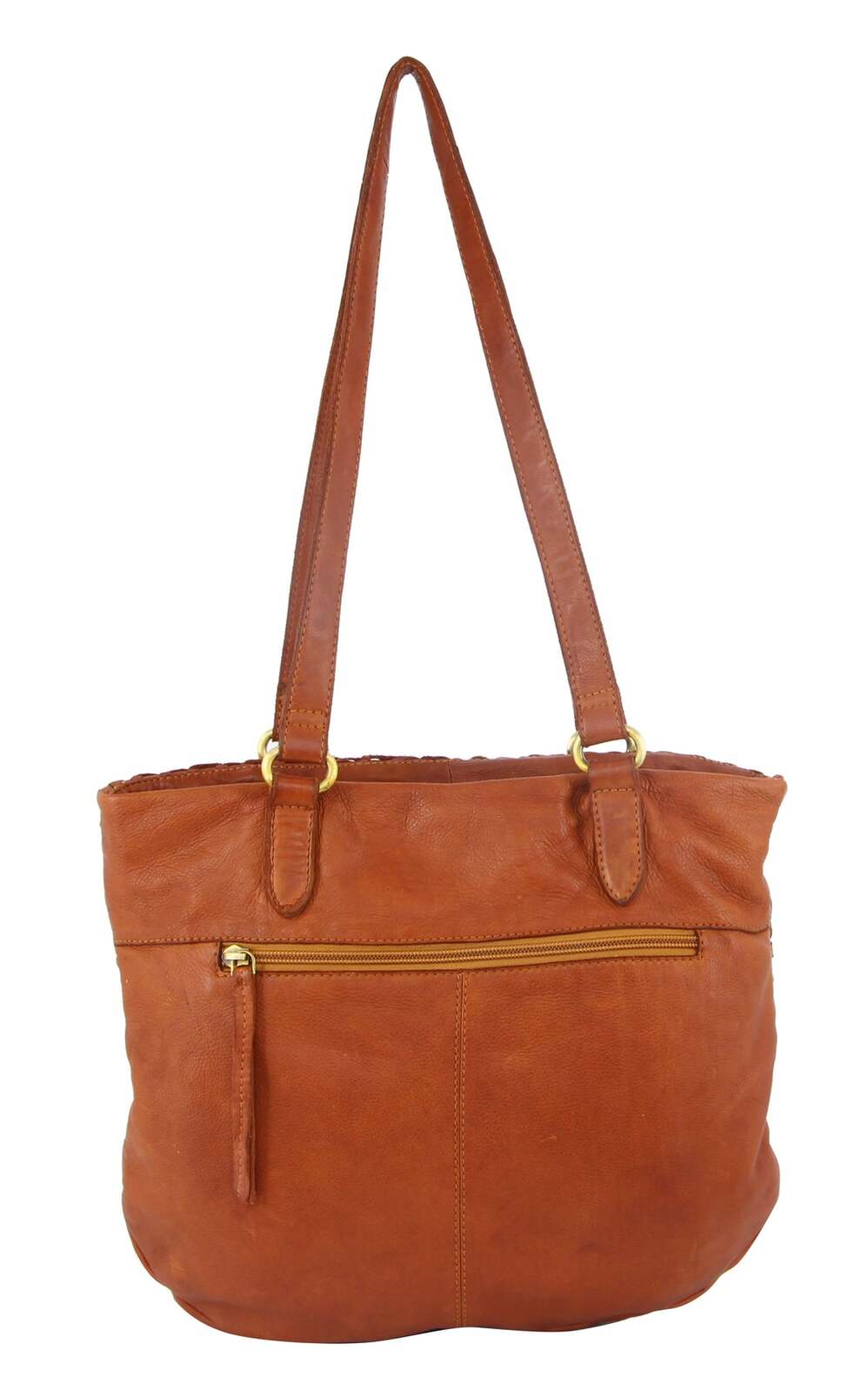 Pierre Cardin Woven Leather Ladies Shoulder Bag Travel Carry - Cognac 3