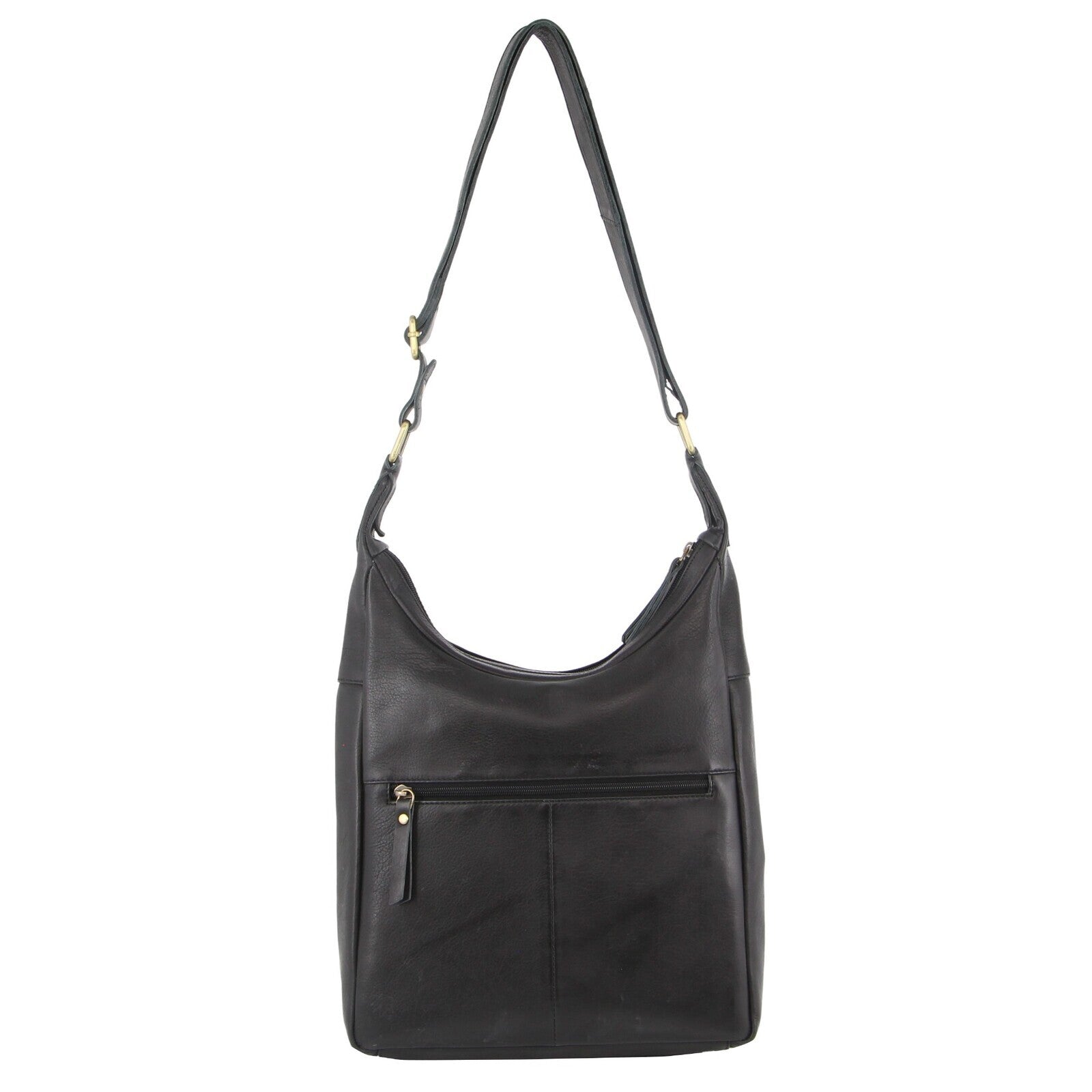 Pierre Cardin Womens Large Leather Multi Zip Perforated Cross-Body Bag - Black 4