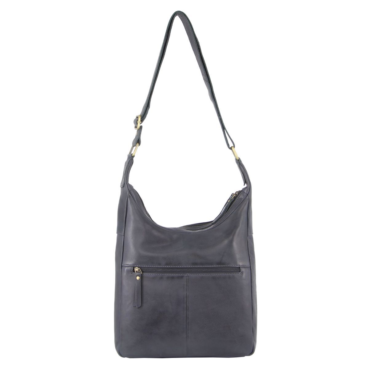 Pierre Cardin Womens Large Leather Multi Zip Perforated Cross-Body Bag - Teal 4