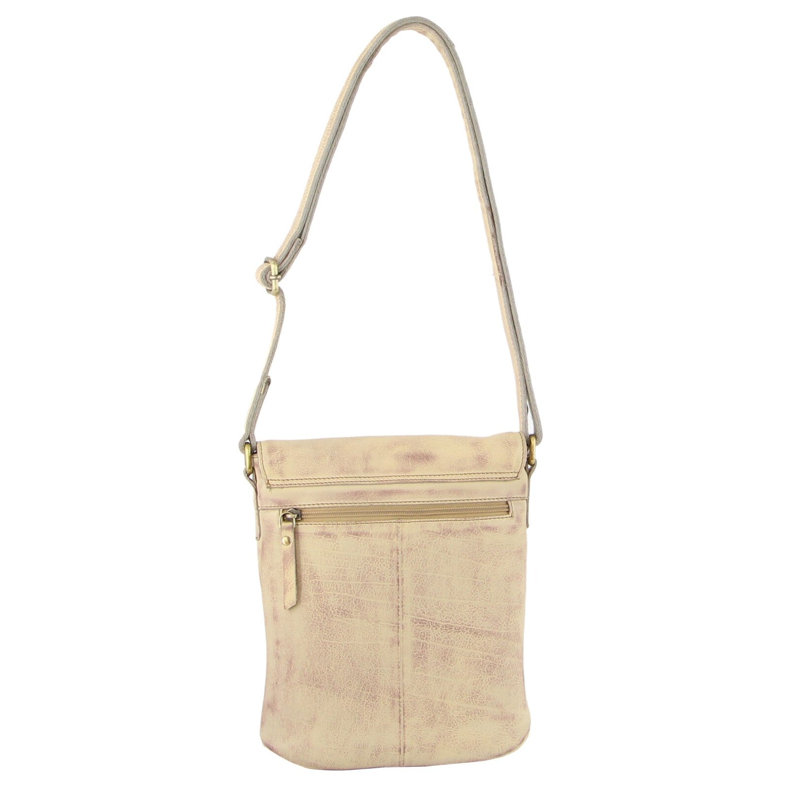 Pierre Cardin Leather Perforated Cross-Body Bag with Flap Closure - Latte 4