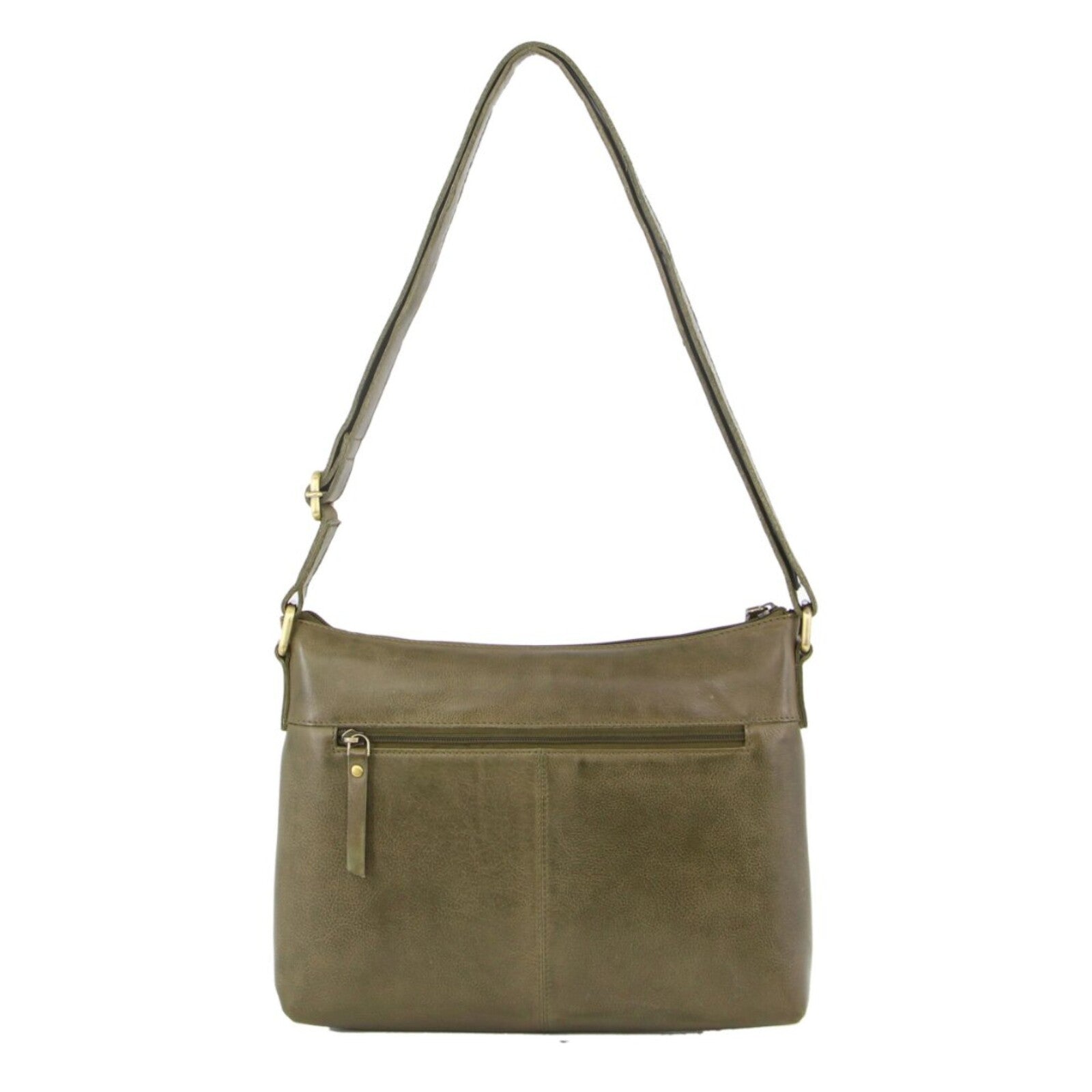 Pierre Cardin Womens Leather Perforated Cross Body Bag w/ Stud Detailing Travel - Olive 4