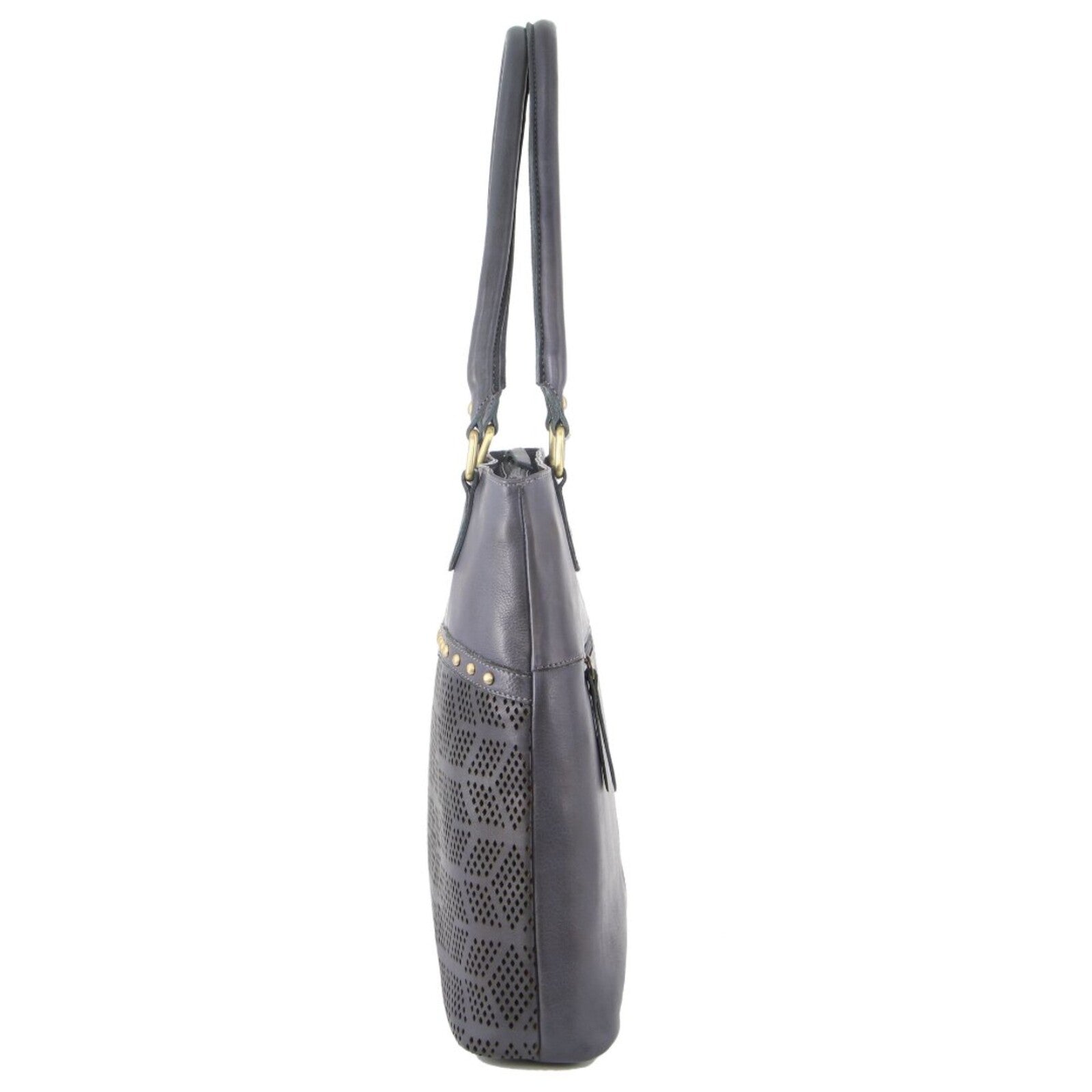 Pierre Cardin Womens Leather Perforated Shoulder Bag with stud Detailing - Teal 3