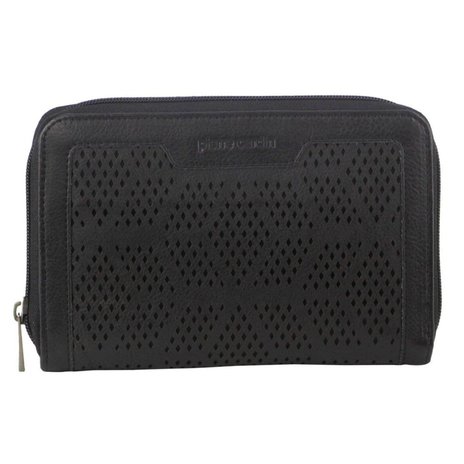 Pierre Cardin Perforated Leather Ladies Zip Around Wallet - Black 3