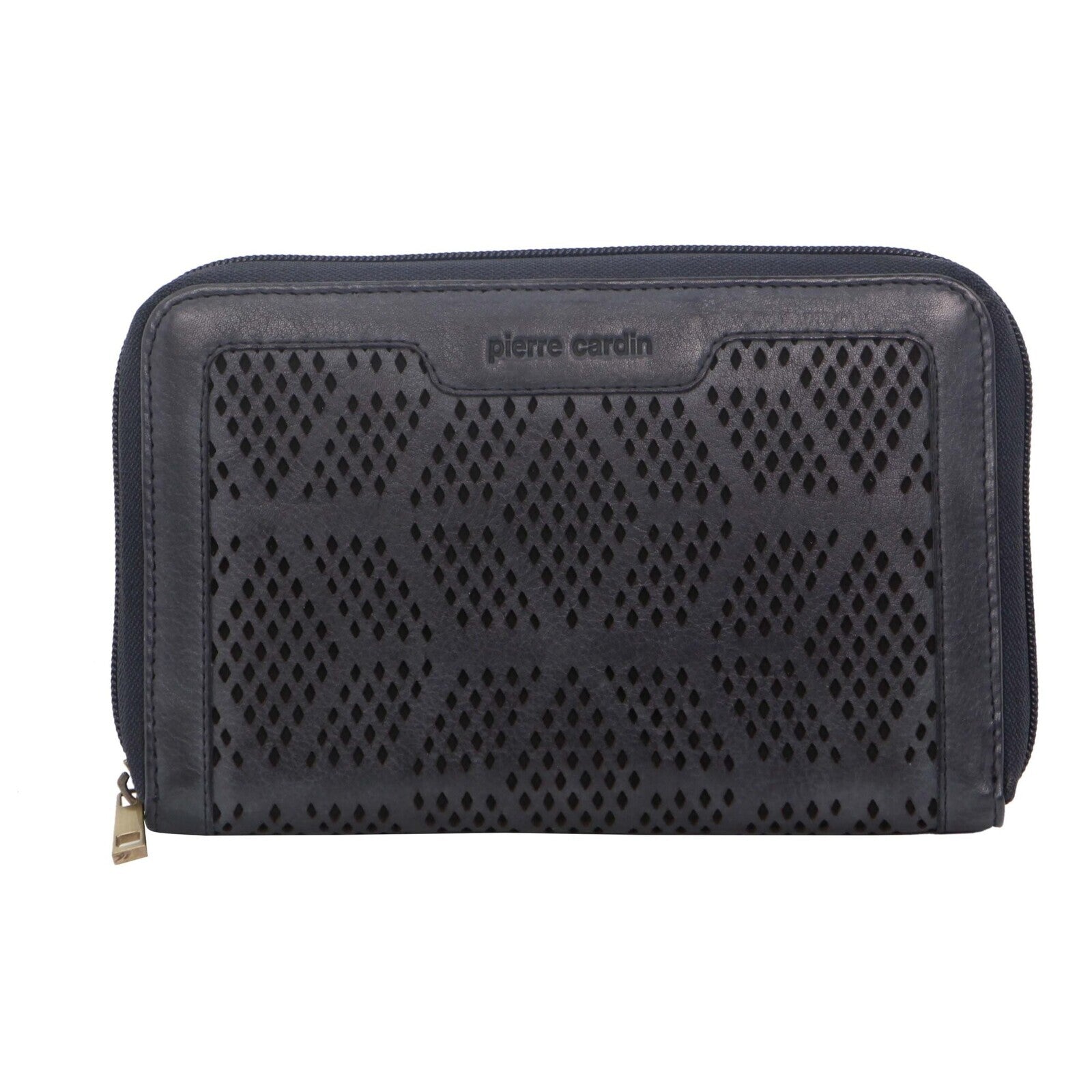 Pierre Cardin Perforated Leather Ladies Zip Around Wallet - Teal 3