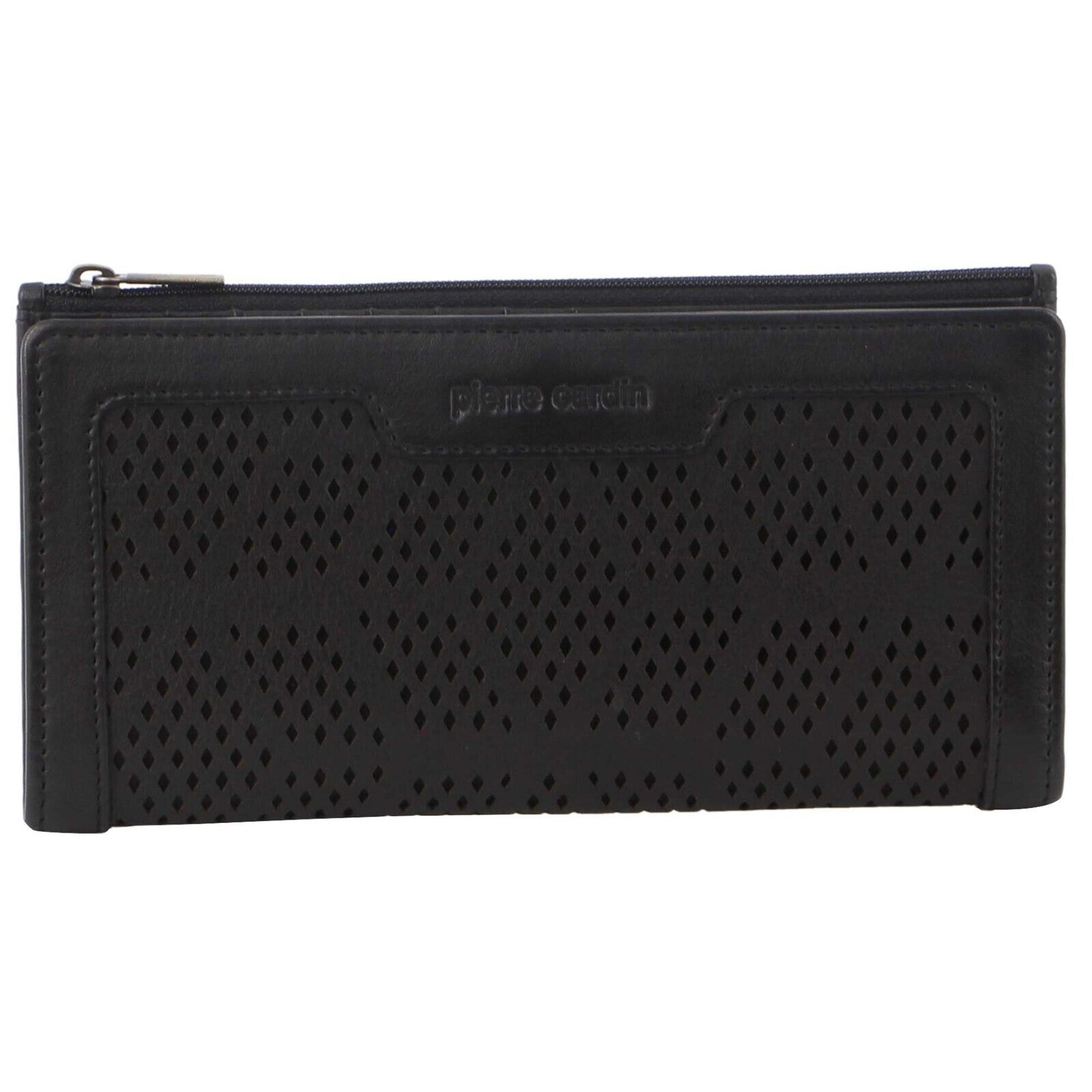 Pierre Cardin Perforated Leather Ladies Handy Travel Wallet - Black 3