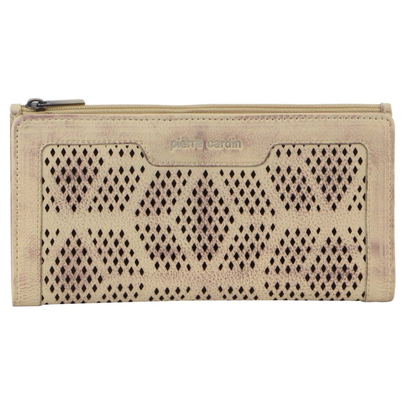 Pierre Cardin Perforated Leather Ladies Handy Travel Wallet - Latte 3