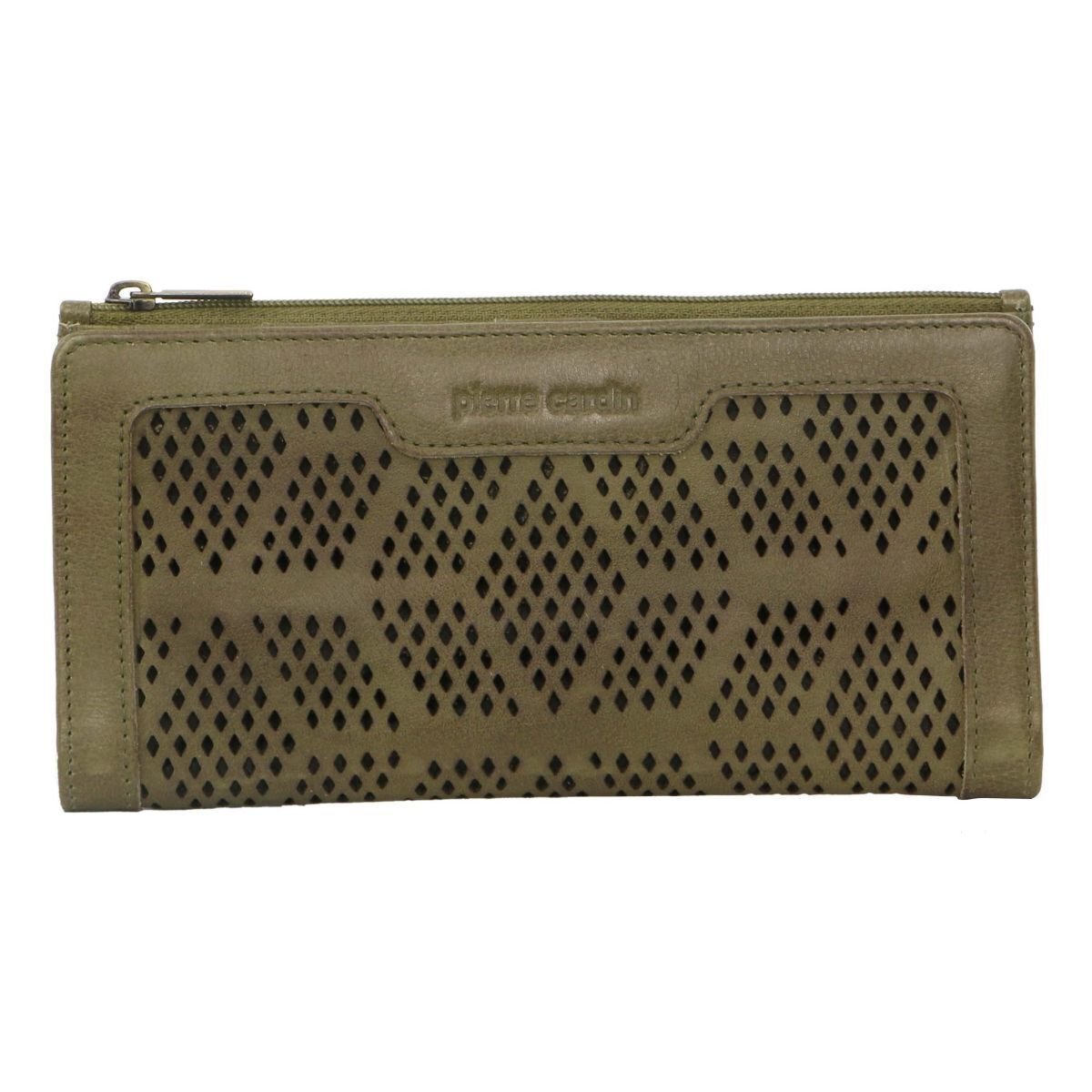 Pierre Cardin Perforated Leather Ladies Handy Travel Wallet - Olive 3