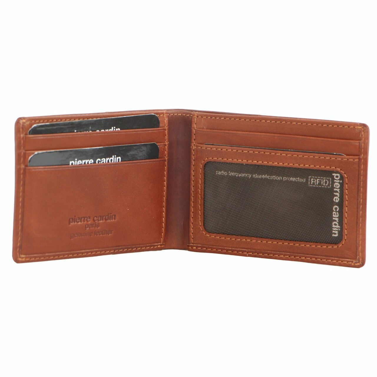 Pierre Cardin Mens Soft Italian Leather Slimline Bi-Fold Wallet - Cognac 3