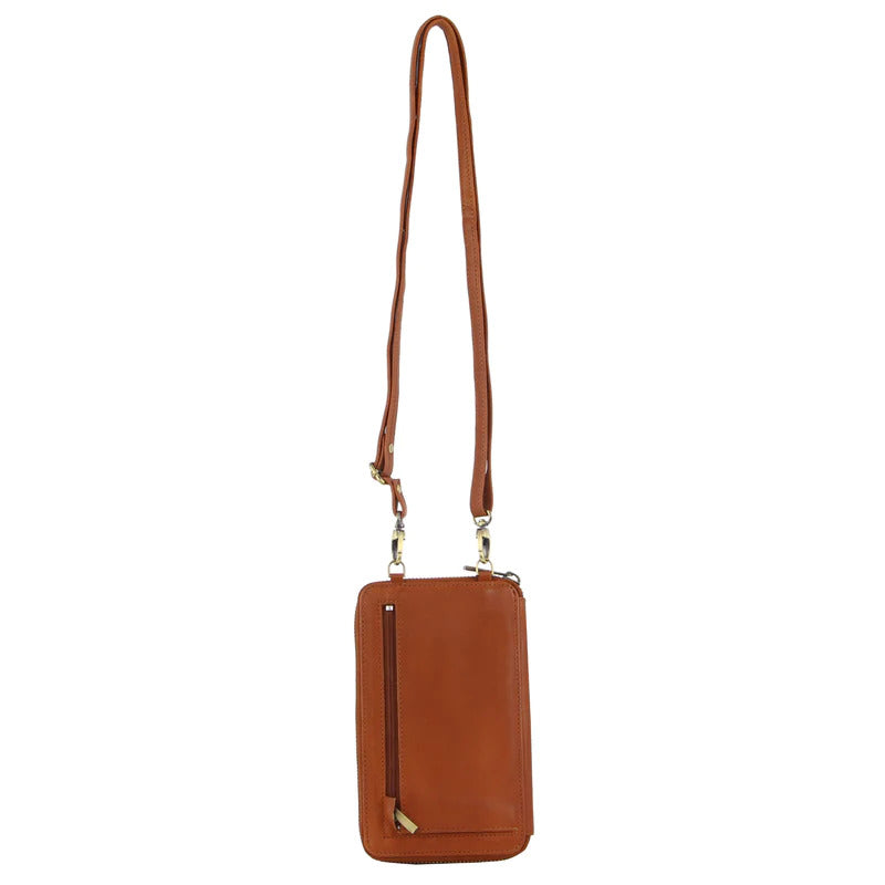 Pierre Cardin Ladies Leather Cross Body Bag/Wallet Bag/Clutch Wallet - Cognac 3