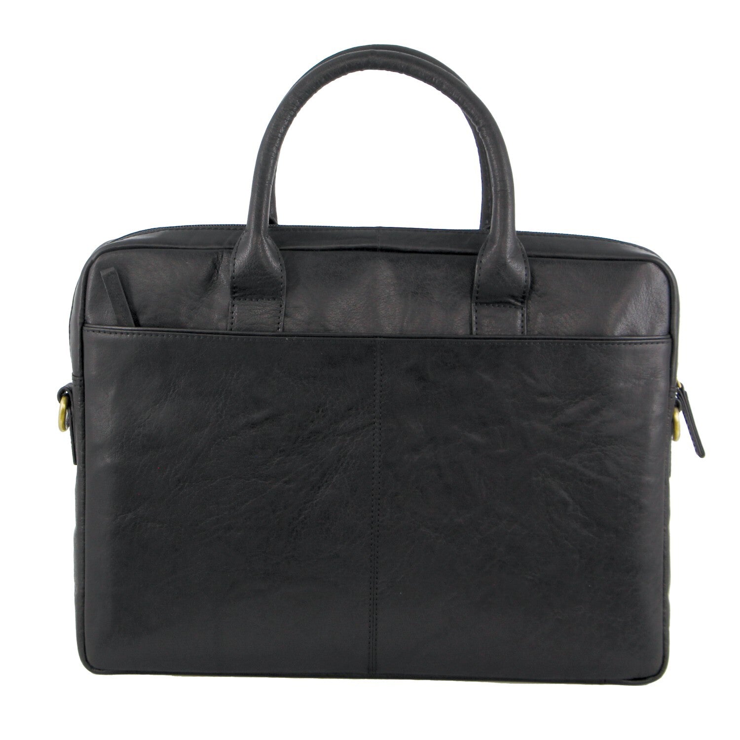 Pierre Cardin Leather Multi-Handle 15" Laptop Computer Bag - Black 4
