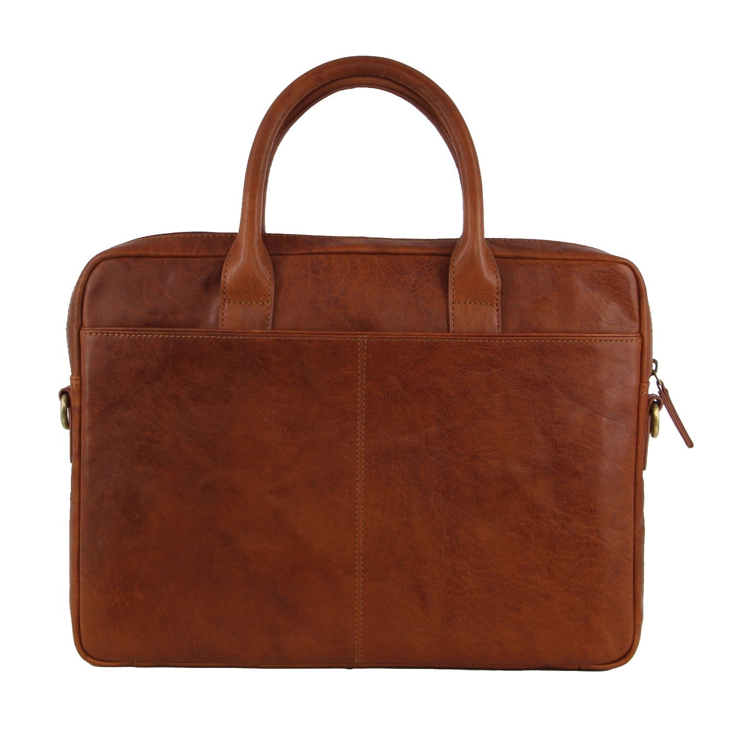 Pierre Cardin Leather Multi-Handle 15" Laptop Computer Bag - Tan 3