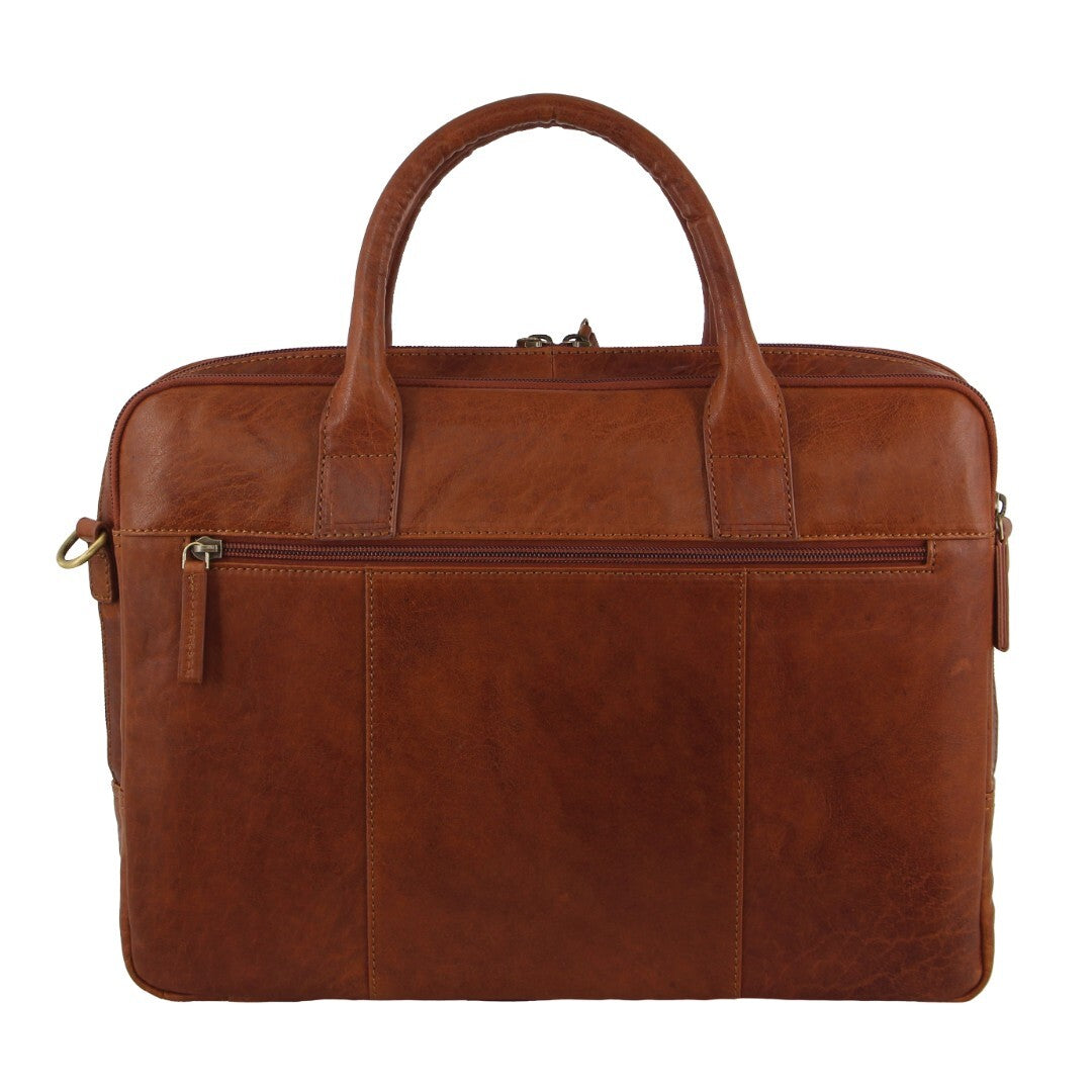 Pierre Cardin Leather Multi-Compartment Business 15" Laptop Bag - Tan 3