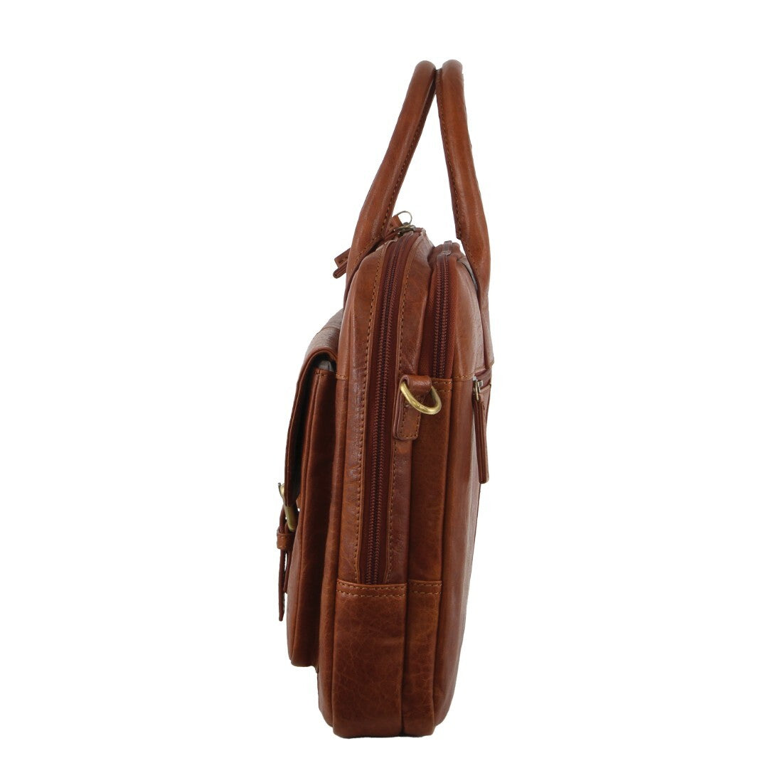 Pierre Cardin Leather Multi-Compartment Business 15" Laptop Bag - Tan 4
