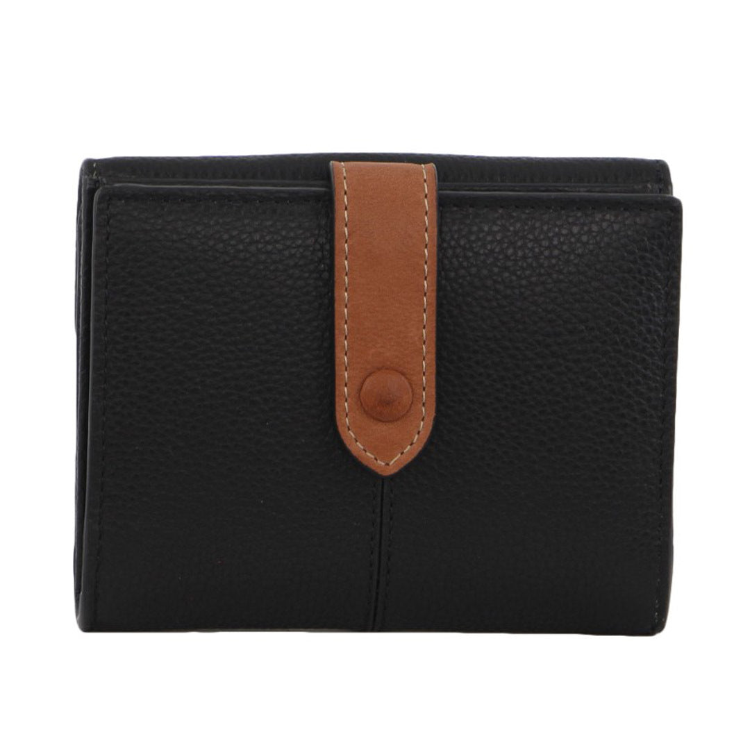 Pierre Cardin Womens Leather Bi-Fold Tab Wallet Ladies - Black 3
