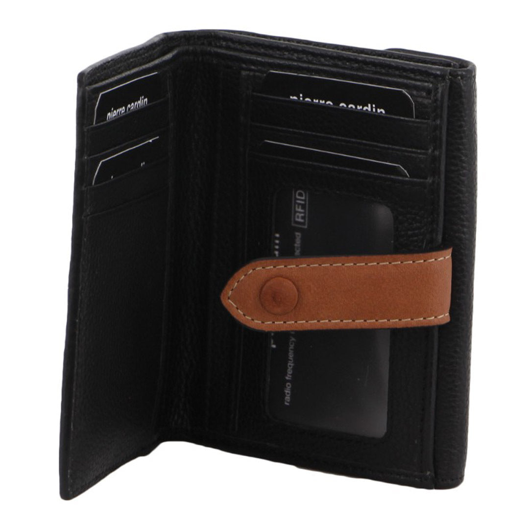 Pierre Cardin Womens Leather Bi-Fold Wallet Purse Zip Around - Black 3