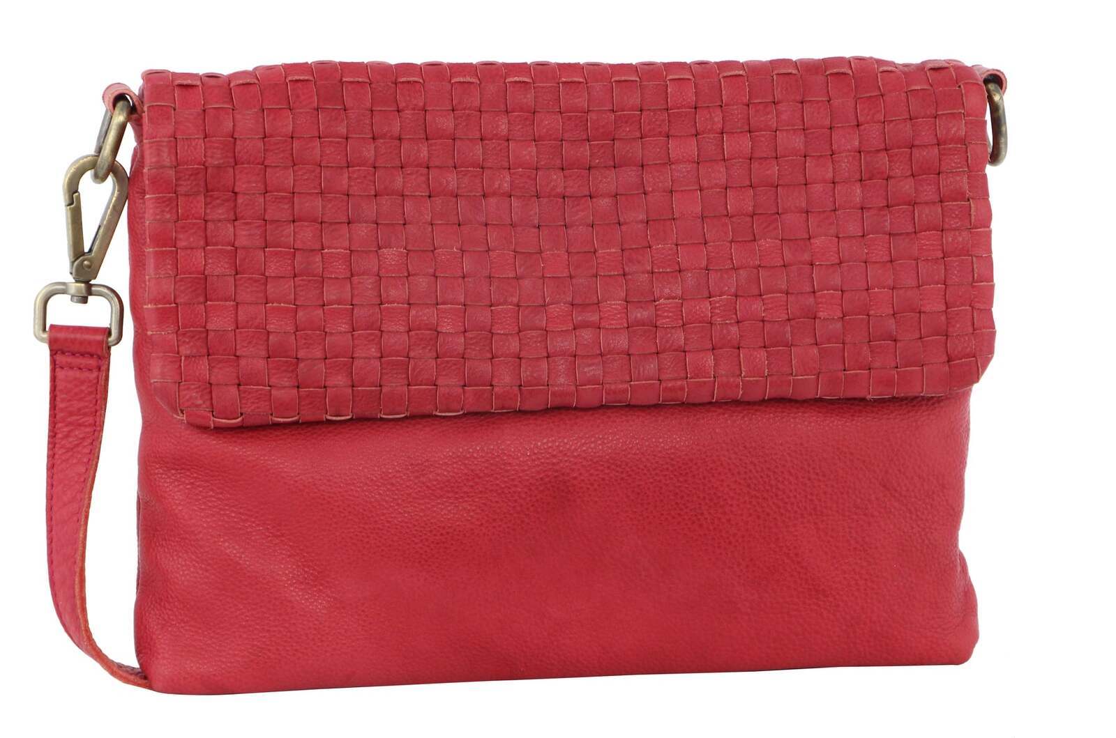 3PC Set Pierre Cardin Womens Woven Leather Cross-Body Bags + Backpack - Red 9