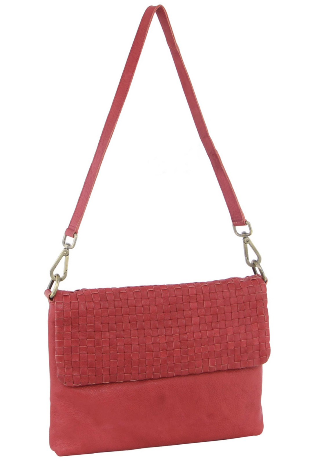 3PC Set Pierre Cardin Womens Woven Leather Cross-Body Bags + Backpack - Red 10