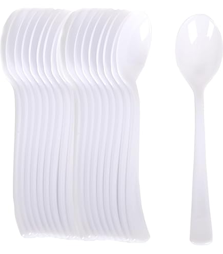 1200x Reusable & Disposable Plastic Spoons BPA Free Bulk Cutlery in White 3