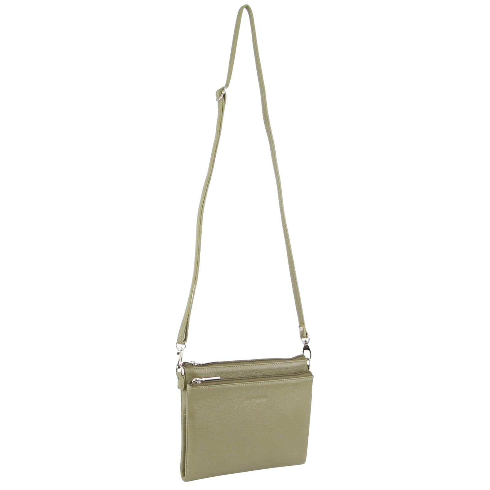 Pierre Cardin Ladies Cross Body Bag Leather Clutch Shoulder Sling Womens  - Sage 4