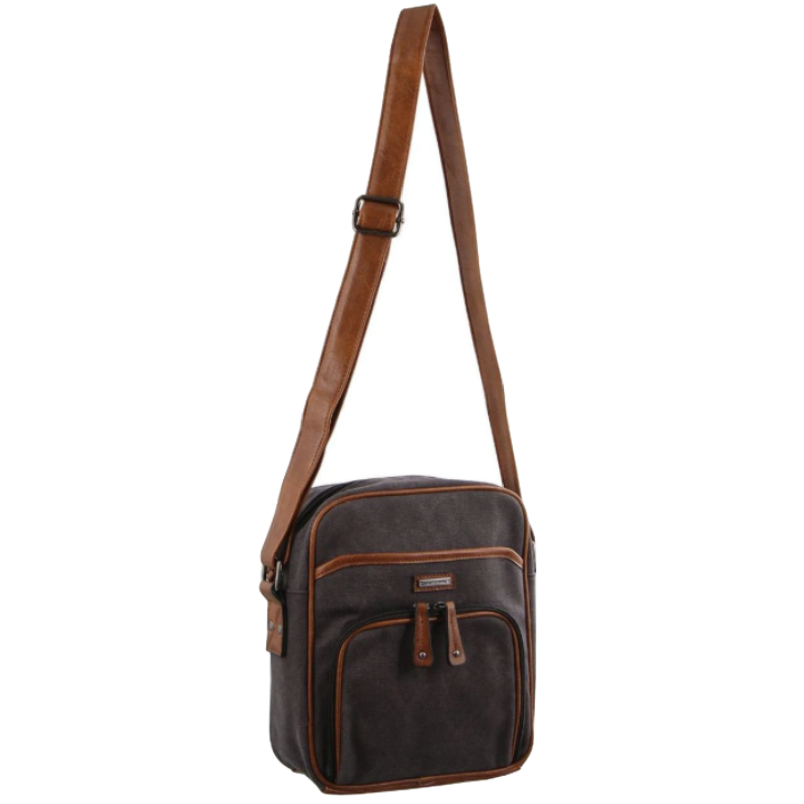 Pierre Cardin Canvas Cross Body Messenger Bag Mens Ladies Satchel Day Pack - Black 3