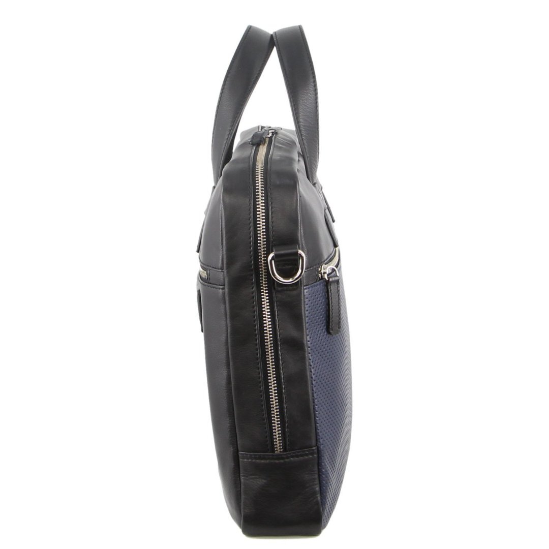 Pierre Cardin Mens Pebbled Leather 15" Laptop Computer Bag Travel Overnight - Black 4