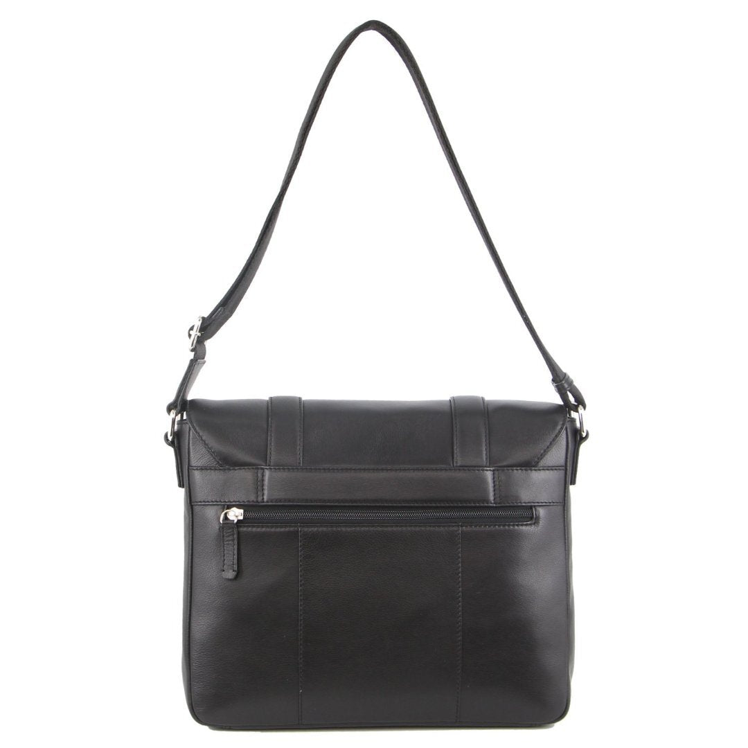 Pierre Cardin Pebbled Leather 13" Laptop Computer Bag Overnight Satchel - Black 4