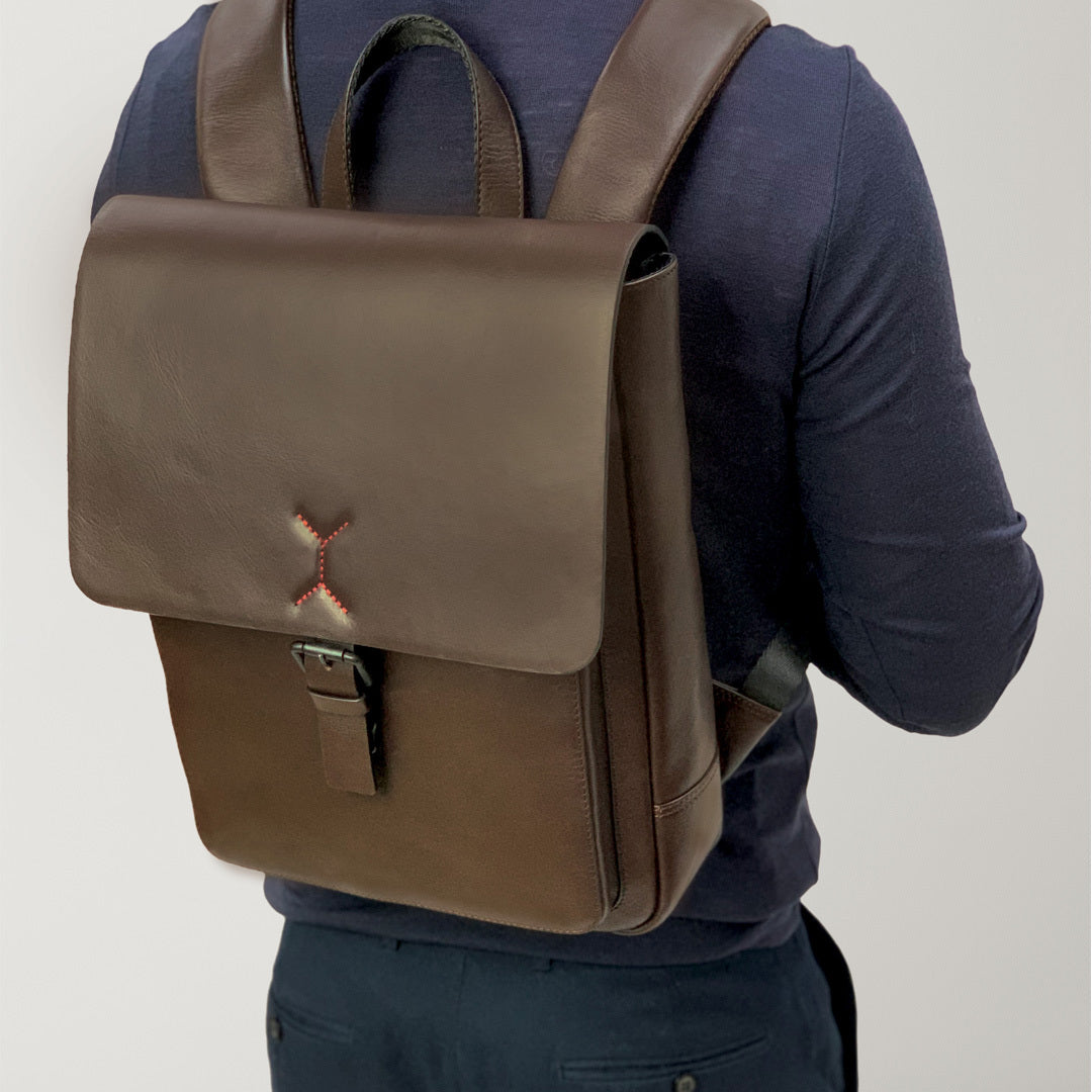 Pierre Cardin Premium Leather Backpack Travel Bag Satchel - Brown 3