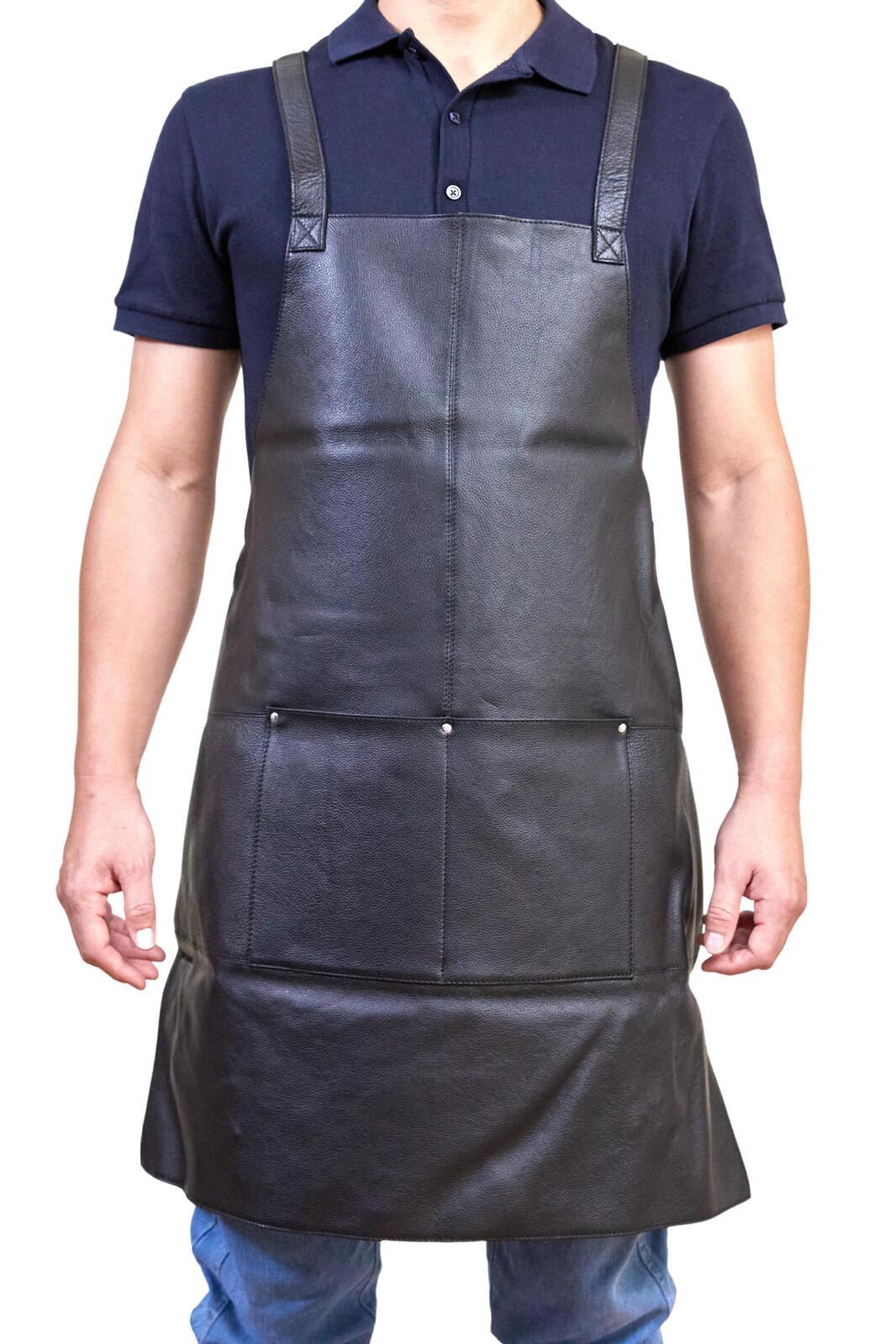 Pierre Cardin Professional Leather Apron Butcher Woodwork Hairdressing Barber Chef - Black 3