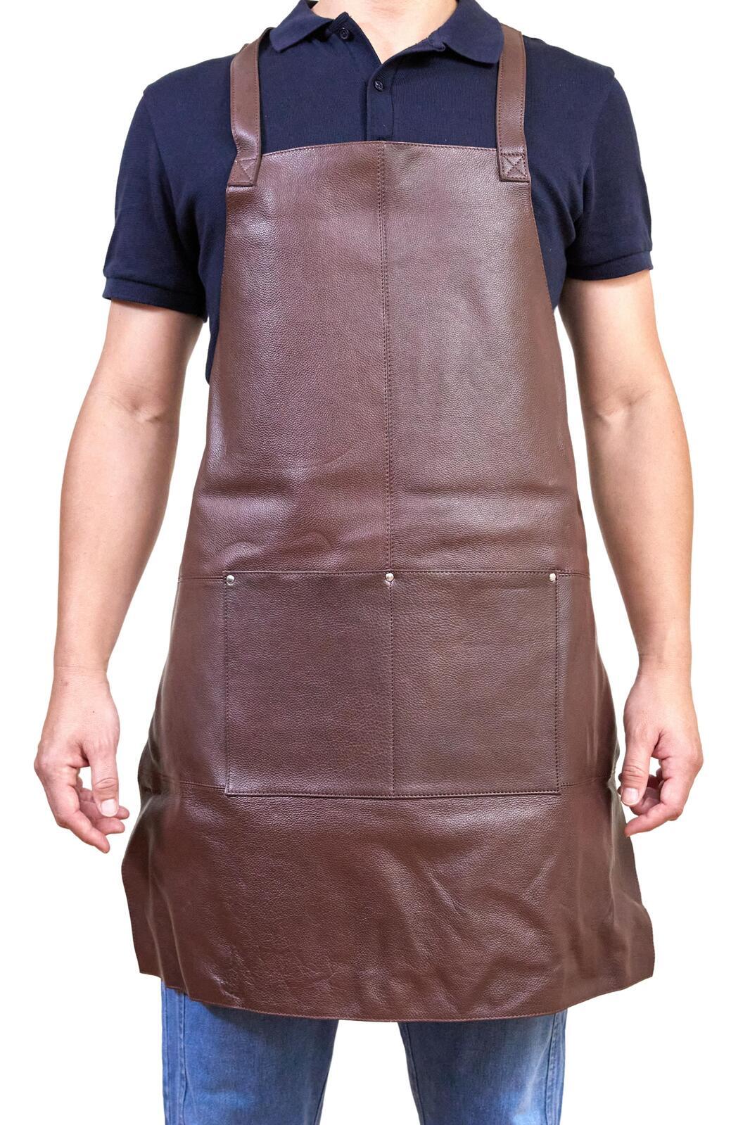 Pierre Cardin Professional Leather Apron Butcher Woodwork Hairdressing Barber Chef - Brown 3