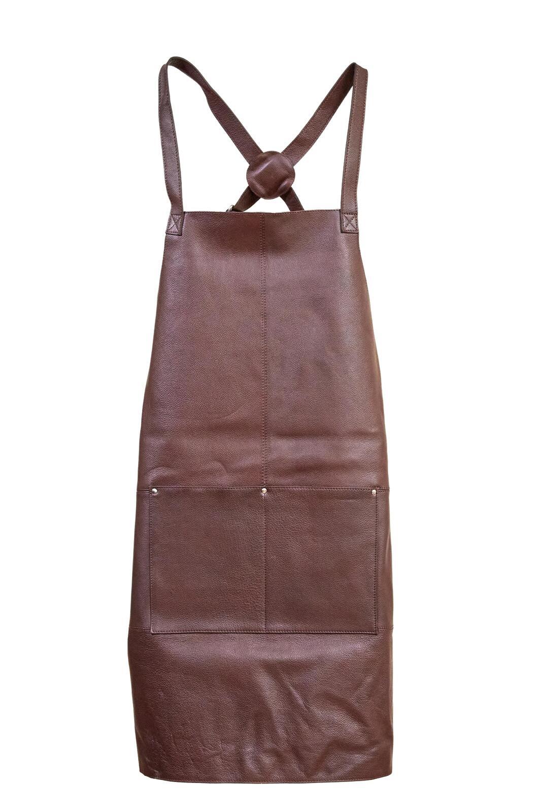 Pierre Cardin Professional Leather Apron Butcher Woodwork Hairdressing Barber Chef - Brown 5