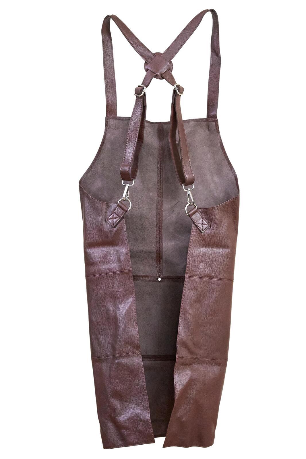 Pierre Cardin Professional Leather Apron Butcher Woodwork Hairdressing Barber Chef - Brown 6