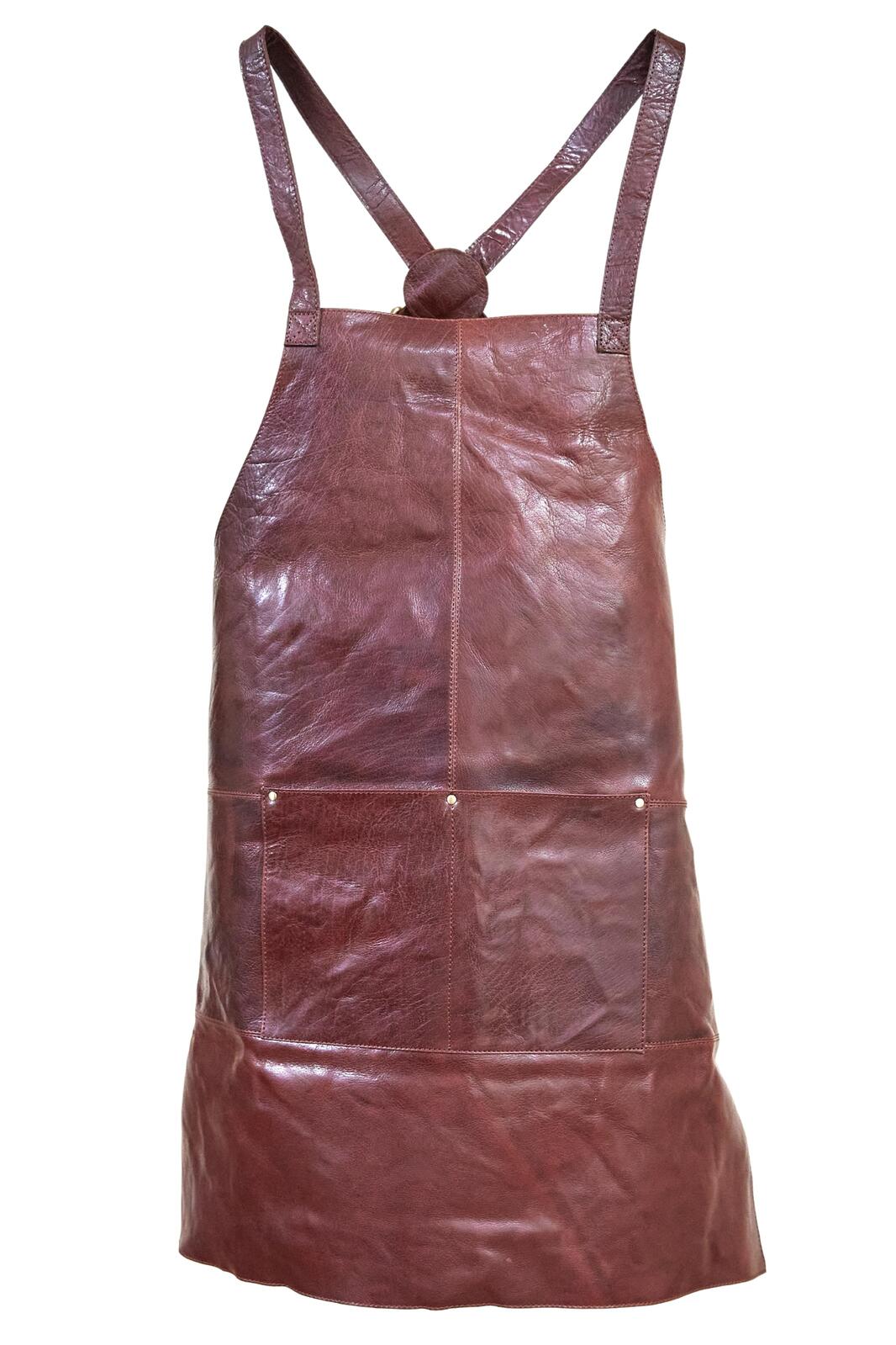 Pierre Cardin Professional Leather Apron Butcher Woodwork Hairdressing Barber Chef - Chestnut 5