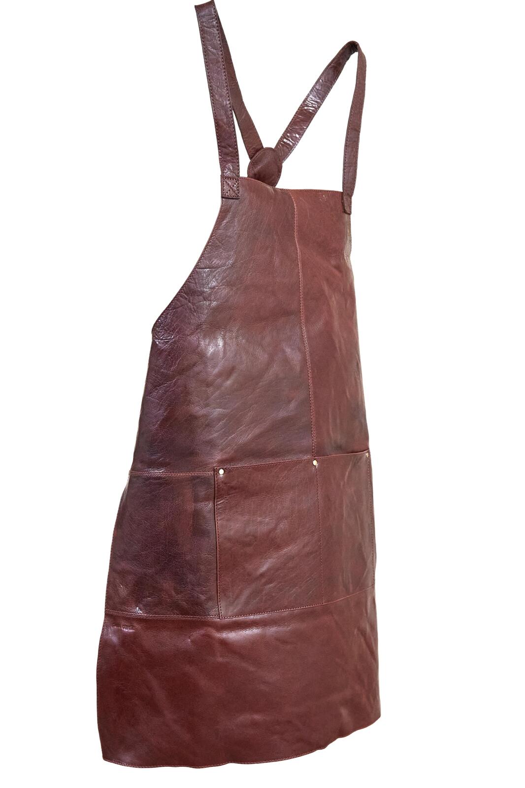 Pierre Cardin Professional Leather Apron Butcher Woodwork Hairdressing Barber Chef - Chestnut 11