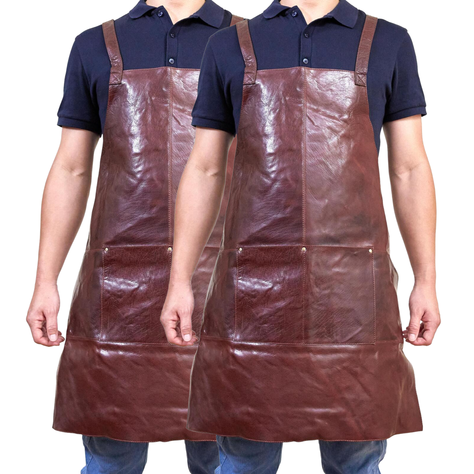 2x Pierre Cardin Professional Leather Apron Butcher Woodwork  Barber - Chestnut 3