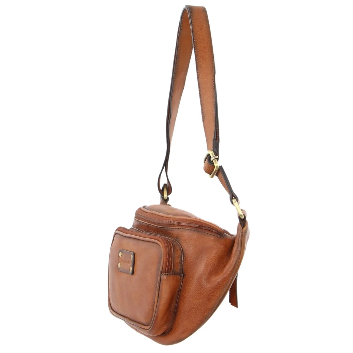 Pierre Cardin Women Sling Bum Bag Leather Crossbody Shoulder Travel Chest - Cognac 4