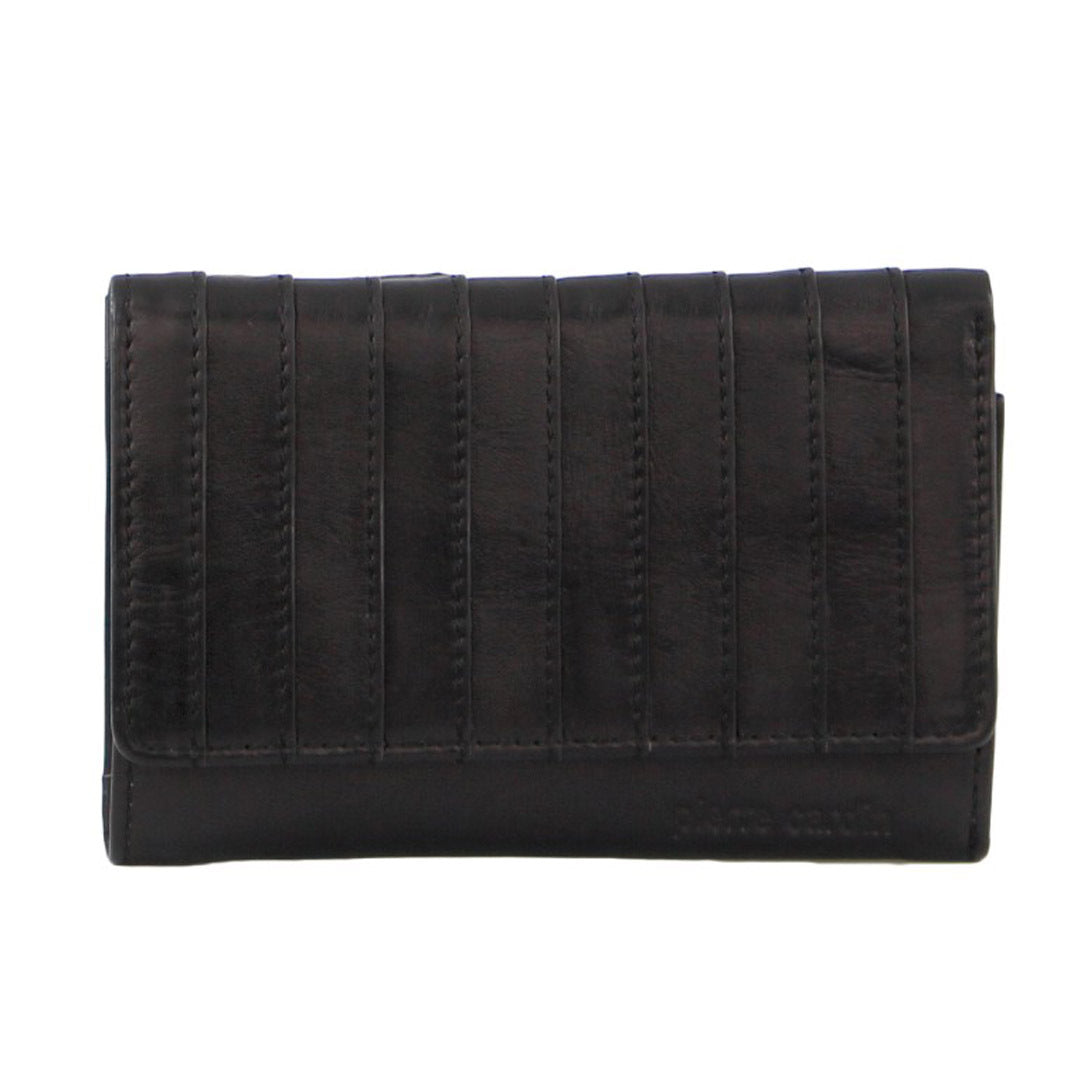 Pierre Cardin Stich Design Leather Ladies Large Tri-Fold Wallet in Black 3