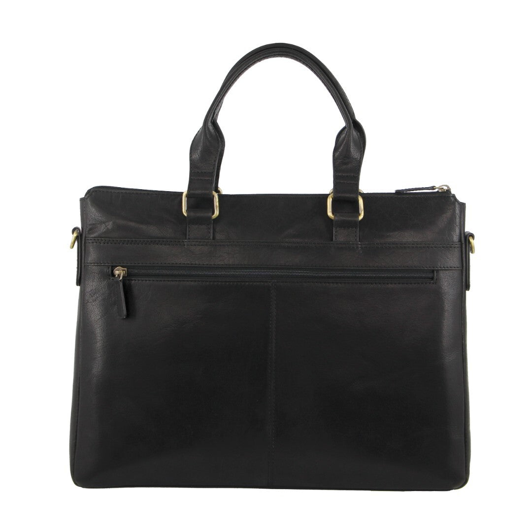 Pierre Cardin Leather 15" Laptop Briefcase Business Bag - Black 3