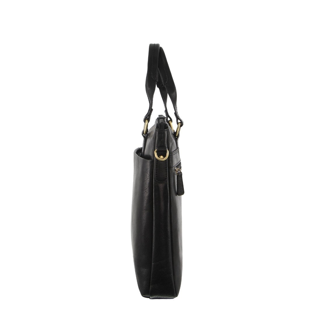 Pierre Cardin Leather 15" Laptop Briefcase Business Bag - Black 5