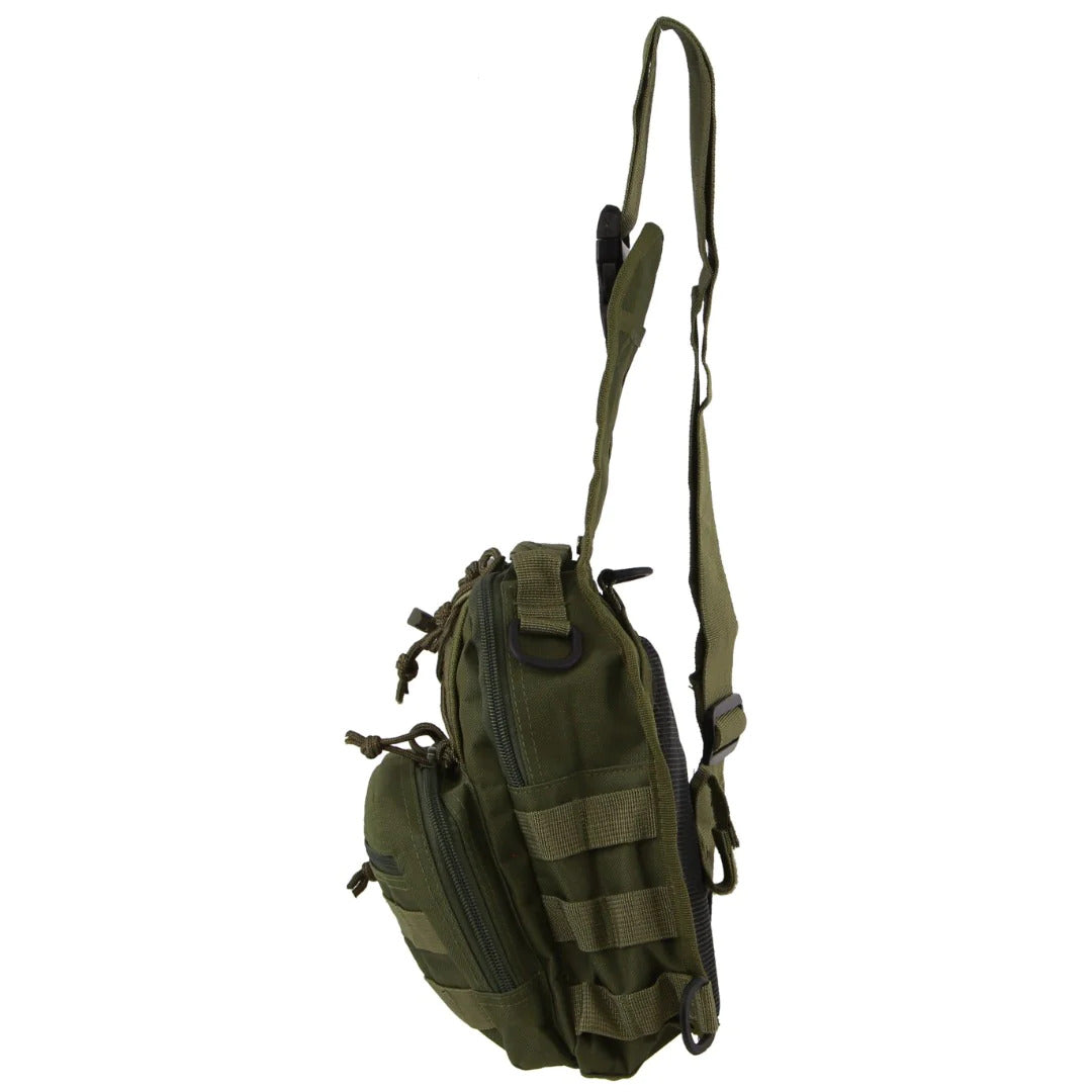 Pierre Cardin Cross Body Tactical Sling Bag Rucksack Army Style in Green 3